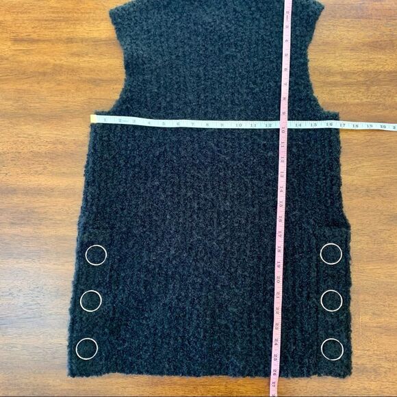 Club Monaco Black Sleeveless Turtleneck Sweater Wool Blend Side Snaps XS - Picture 8 of 14